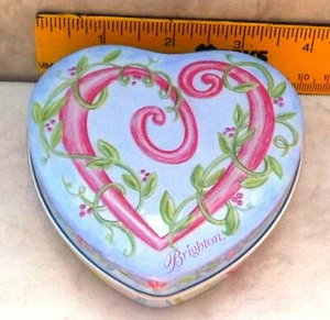 Valentine's Brighton Jewelry Embossed Empty Heart Tin, 3 1/2 inches - Picture 1 of 5