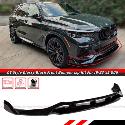 For 2019-2023 BMW X5 G05 M Sport GT Style Glossy Black Front Bumper Lip Splitter - Image 1 of 4