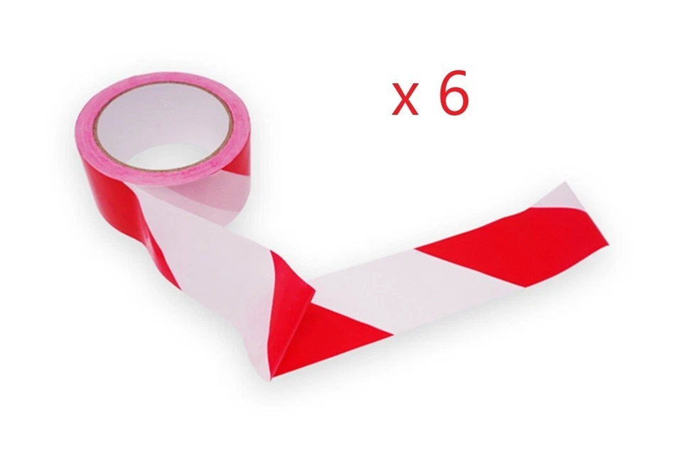 6 ROULEAUX RUBALISE CHANTIER SIGNALISATION RUBAN BALISAGE 50X100 M ROUGE BLANC