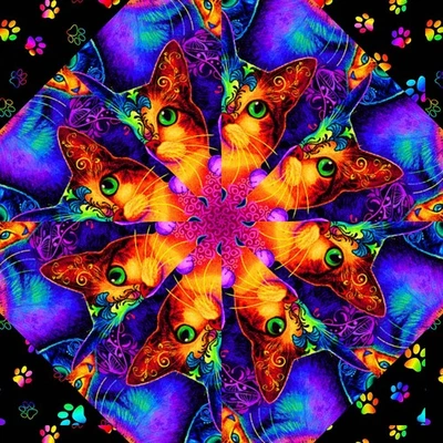 Kit de edredón precortado Kit de bloque de 3 - 10" Kit de caleidoscopio precortado RAINBOW WILDCATS Foto 1 de 4