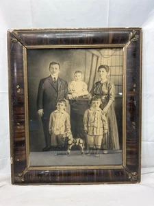 Antique 1800s Framed Victorian Family Photograph Photo 26" x 21.5" Wood Frame - Picture 1 of 16