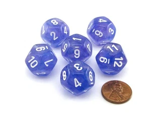 Luminary Borealis 18mm 12 Sided D12 Dice, 6 Pieces - Purple with White Numbers - Picture 1 of 3