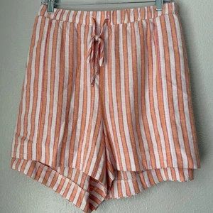 Universal Thread Women 3X Orange White Stripe Linen Blend Shorts Vacation Beach - Picture 1 of 8