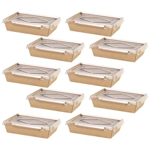 10 Stück Lebensmittel-Mitnahmeboxen, Einweg-Salatboxen mit 2 Fächern und Deckel - Afbeelding 1 van 12
