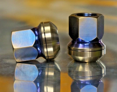 Titanium Lug Wheel Nuts nut 14x1.5 Floating Porsche Oro Azul 4x set - Image 1 of 4
