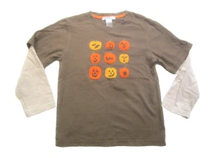 JANIE AND JACK sz 6 2008 HALLOWEEN 100% COTTON BROWN SHIRT PUMPKINS EUC - Picture 1 of 10