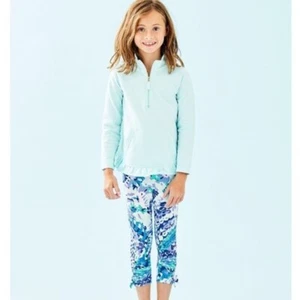 Lilly Pulitzer Girls Maia Leggings Turquoise Oasis Wave After Wave Large 8 - 10 - Picture 1 of 10