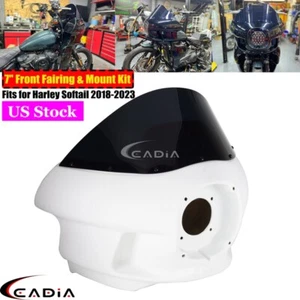 7" Front Upper Headlight Fairing Cowl Windscreen Mounts For Harley Softail 18-23 - Bild 1 von 11