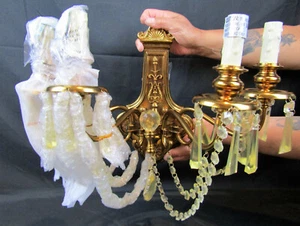 NIB HORCHOW 4 LIGHT WALL SCONCE CHANDELIER COPPER/GOLD COLOR AMBER "CRYSTALS" - Picture 1 of 12