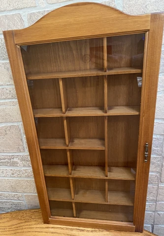 Vintage Curio Cabinet with Beveled Glass Door, 15 Cubbies Cover