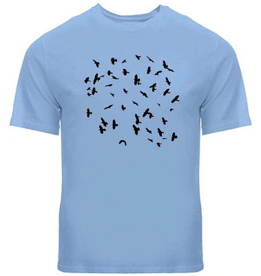 Hermosa Camiseta Flying Back Birds Silueta Hombre/Unisex Cuervo Amantes de los Pájaros Foto 1 de 4