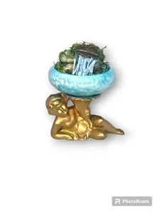 OOAK 4" Handgefertigter "Himmlischer Garten", Keramik Cherub hält einen Garten - Bild 1 von 9