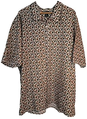 Linea Uomo Men's Size 4X Short Sleeve Button Up Paisley All Over Print Shirt - Image 1 of 4