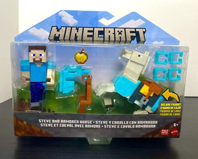 Figura Minecraft Craft-A-Block 2021 paquete de 2: Steve y caballo blindado Foto 1 de 4