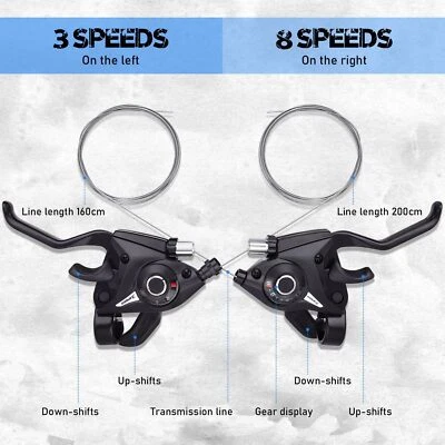 MARKENLOS 2er Fahrrad Schalthebel Altus Mtb Für Shimano 3x8-Fach 24-Gang Schaltung V-brake