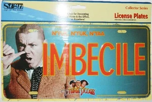 The Three Stooges featuring Curly "IMBECILE" Metal Car License Plate, NEW UNUSED - Bild 1 von 1