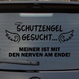 Autocollant vitre arrière ange gardien recherché le mien est au bout ange nerfs 54x27  - Photo 1/24