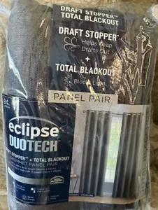Eclipse Duotech Total blackout curtains Maddox Charcoal w/ draft stopper 52x84 - Picture 1 of 1
