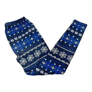 Agnes & Dora Snowflake Leggings Large Butter Soft Women's Pants Blue and White - Picture 1 of 4