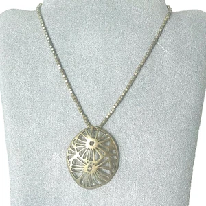 Kenneth Cole Reaction Pendant Necklace Oval Openwork Adjustable 15" to 18" Chain - Picture 1 of 19