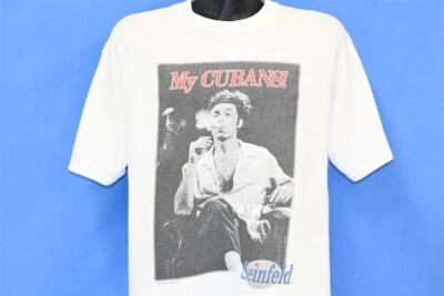 vintage 90s SEINFELD KRAMER MY CUBANS WHITE CIGAR TV SHOW t-shirt LARGE L - Image 1 of 4