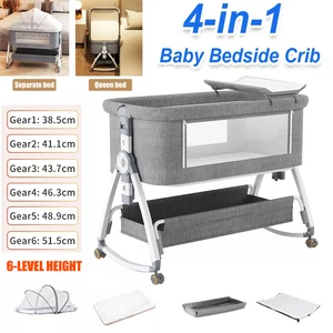 4-in-1 Baby Bedside Crib Sleeper Bassinet Safe Co-Sleeping Storage Easy install - Picture 1 of 20