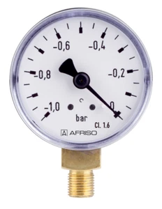 Afriso Öldruck Vakuum Manometer ohne Glyzerin -1/0 bar 1/8" unten Ø 50mm Ölpumpe - Bild 1 von 1
