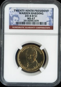 2014-D Warren Harding Dollar NGC MS67 Business - 29th U.S. President - Bild 1 von 2