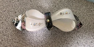 White Bow With Pailsey Print AB Rhinestones Hair Clip Barrette. #731 - Picture 1 of 9