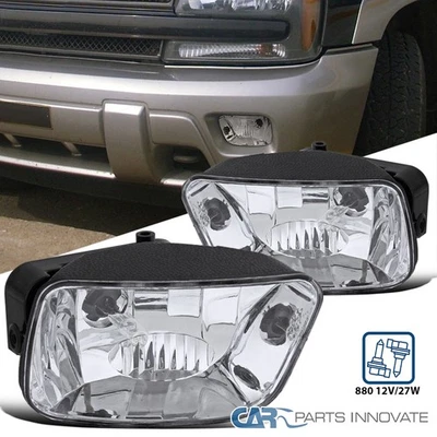 Fit 02-09 Chevy Trailblazer Clear Fog Lights Front Driving Bumper Lamps+880 Bulb - Image 1 of 4