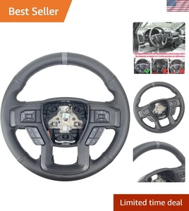 Black Side Perforated Leather Grey Marker Steering Wheel Protector Cover Hand... - Foto 1 di 8