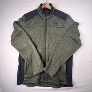 Gerry Full Zip Jacket Mens Sz XL Green Black Mixed Media Knit Stretch Mock Neck - Picture 1 of 5