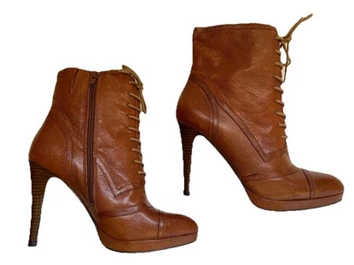 MARC FISHER Brown Leather LACE-UP Boots Size 7 1/2M - Image 1 of 4