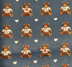Vintage VIP Cranston Print Blue Cotton Fabric Love Mini Teddy Bear Sweaters BTFQ - Picture 1 of 5