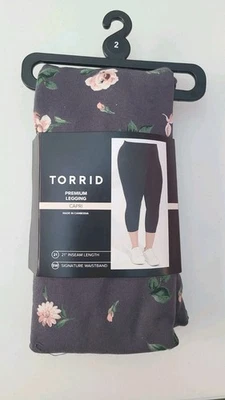 Mujer Nuevo en Paquete Torrid Capri Signature Cintura Premium Leggings, Rosa Toss, Talla 2 Foto 1 de 4