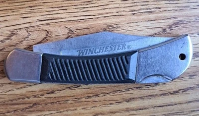 Vintage WINCHESTER Single-Blade LockBack Knife Stainless Rubber Handle Grips  - Image 1 of 4