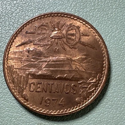 México 20 centavos 1974 rojo brillante sin circular rojo Foto 1 de 4