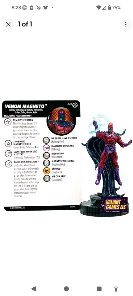 Heroclix Avengers Fantastic Four: Empyre набор Venom Magneto #069 Chase с картой - Изображение 1 из 1