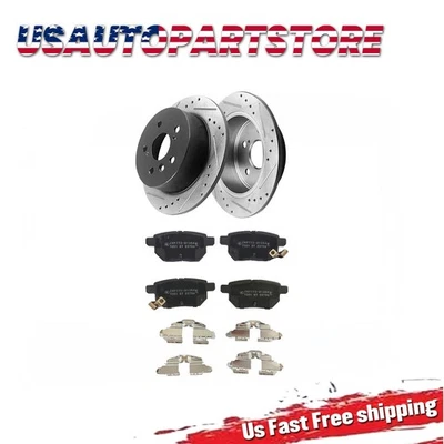 Rear Drilled Disc Rotors Brake Pads for Toyota Corolla Prius Matrix Pontiac Vibe - Image 1 of 4
