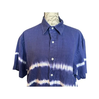 Camisa De Colección Ralph Lauren Años 90 100% Lino Tie-Dye Talla L Boho Vacaciones Costeras Foto 1 de 4