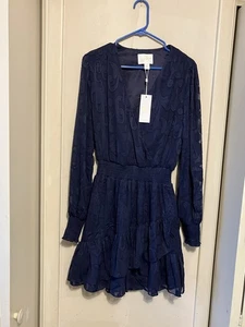 Lilly Pulitzer Cristiana Dress in True Navy/Poly Crepe Swirl Clip NWT - Size 10 - Picture 1 of 3