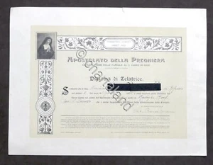 Apostolato della Preghiera - Diploma di Zelatrice - Montiglio Monferrato - 1928 - Picture 1 of 1