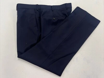 Belvest Men's Navy Blue Solid Wool Dress Pants 40X29 $395 - Image 1 of 4