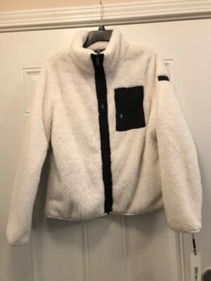 Calvin Klein Women's White/Black Full Zip Fleece Jacket Size Large NWT FAST SHIP - Image 1 of 3