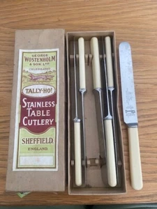 Vintage 6er Set unbenutzt Edwardian George Wostenholm Tally-Ho 9" Tafelmesser - Bild 1 von 2