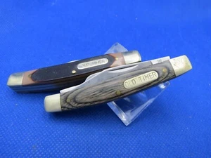 OLD TIMER SCHRADE 2 KNIFE SET WOOD/PLASTIC HANDLES NICE KNIVES 33OTAND 1143414 - Picture 1 of 10