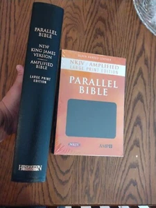 NKJV & Classic Amplified 1987 AMPC Parallel Bible - Black Bonded Leather - Picture 1 of 12