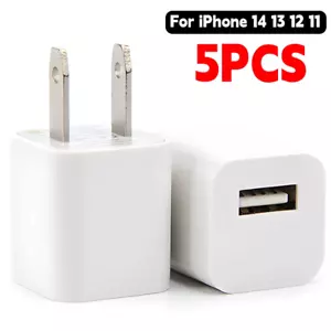 5Pcs USB Wall Charger Adapter Charging for iPhone 14, 13, 12, 11, iPad FREE SHIP - Picture 1 of 11