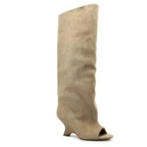 Neu Leder Peeptoe Kniehohe Stiefel Sandalen Damen High Heel Mode Lange Stiefel - Bild 1 von 18