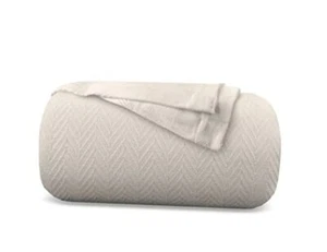 Pure Cotton, Luxury King Size Blanket Herringbone King / Cal King Sand - Picture 1 of 7